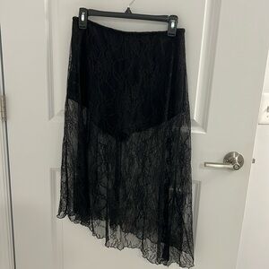 Weworewhat black asymmetrical lace skirt